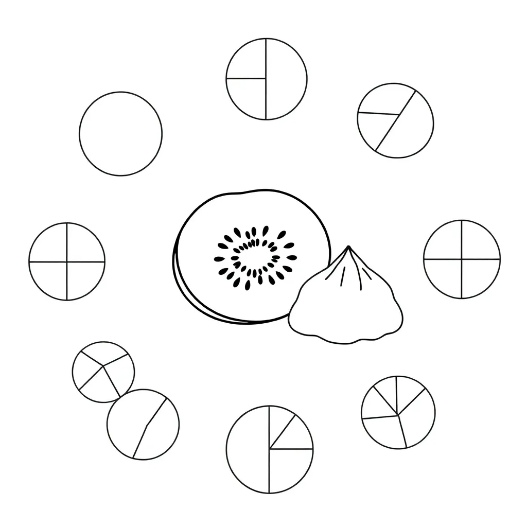 Pizza slices showing fractions