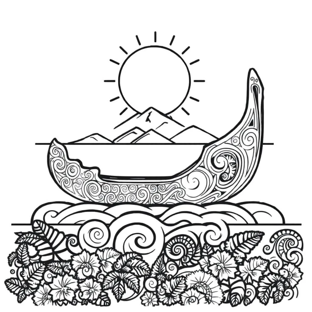 Traditional Māori waka illustration