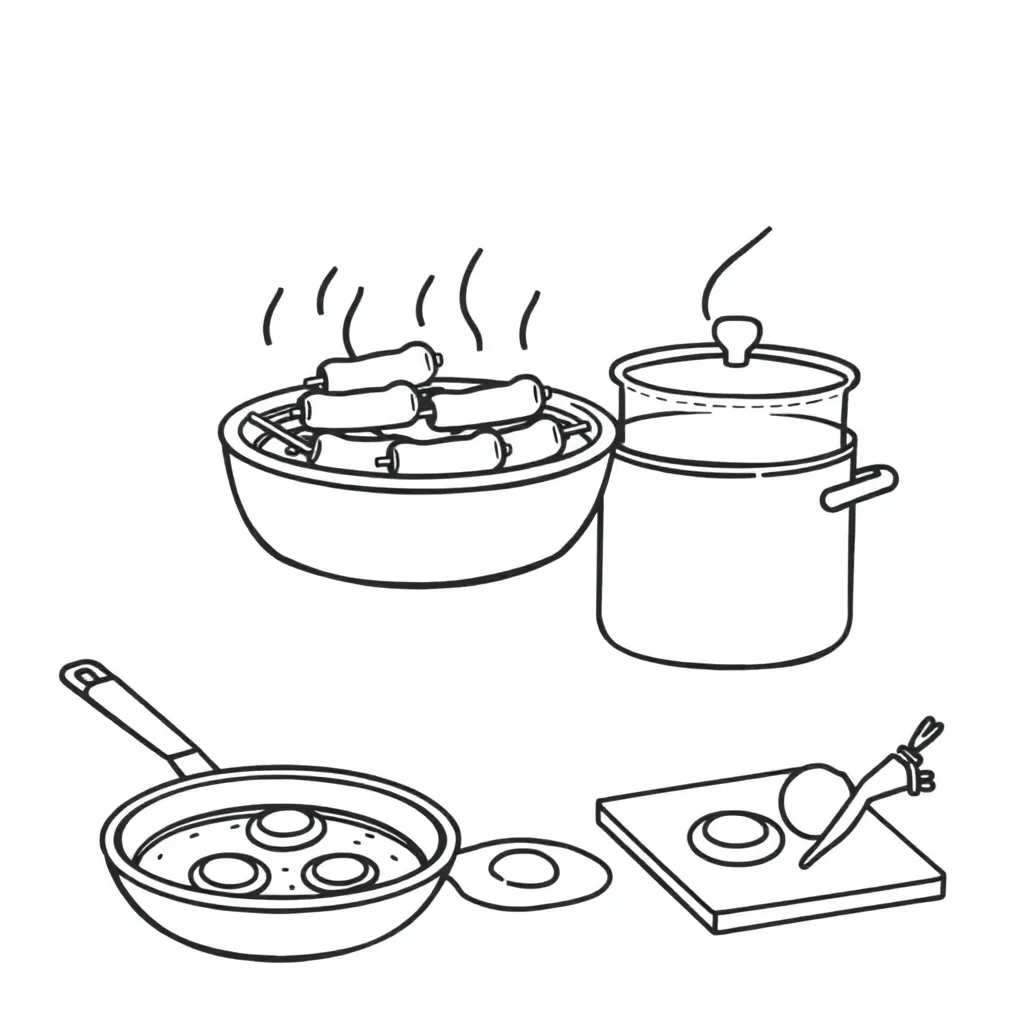 Healthy cooking methods illustration