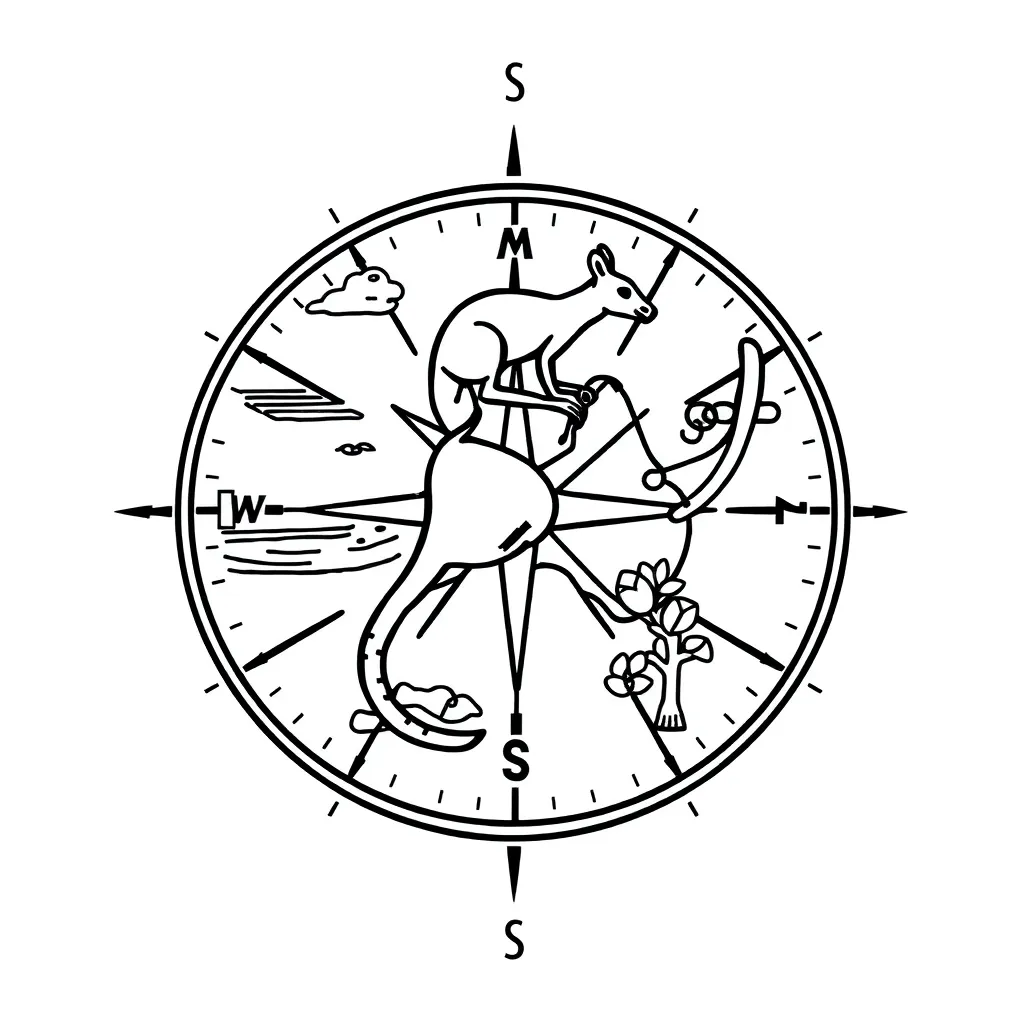 Compass and map illustration