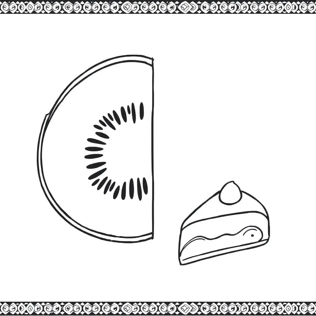 Pizza slices and fruit sets illustration