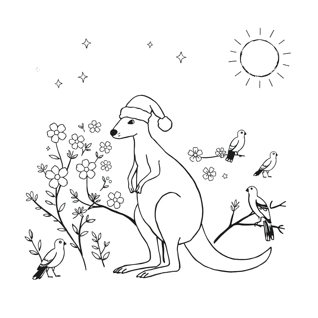 Australian Christmas symbols including Christmas bush and kangaroo