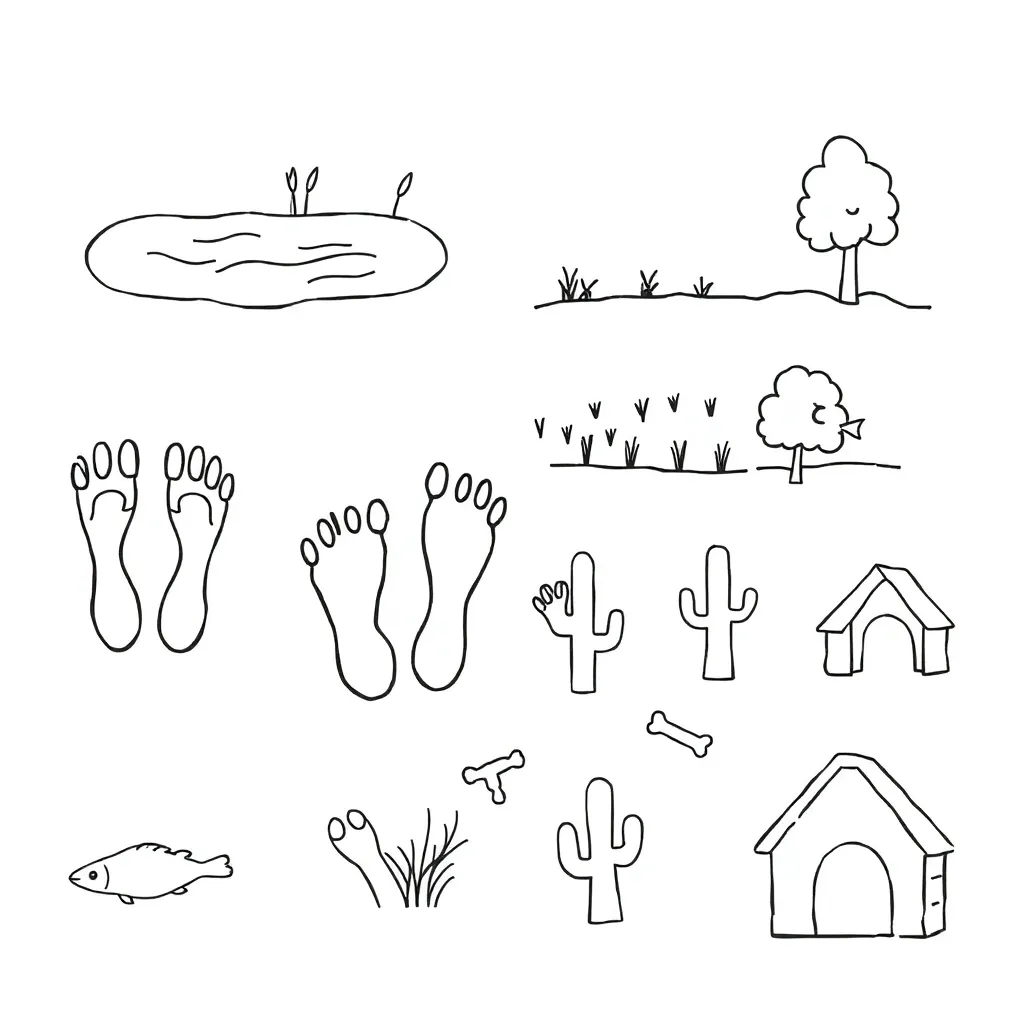 Detective magnifying glass with animal footprints