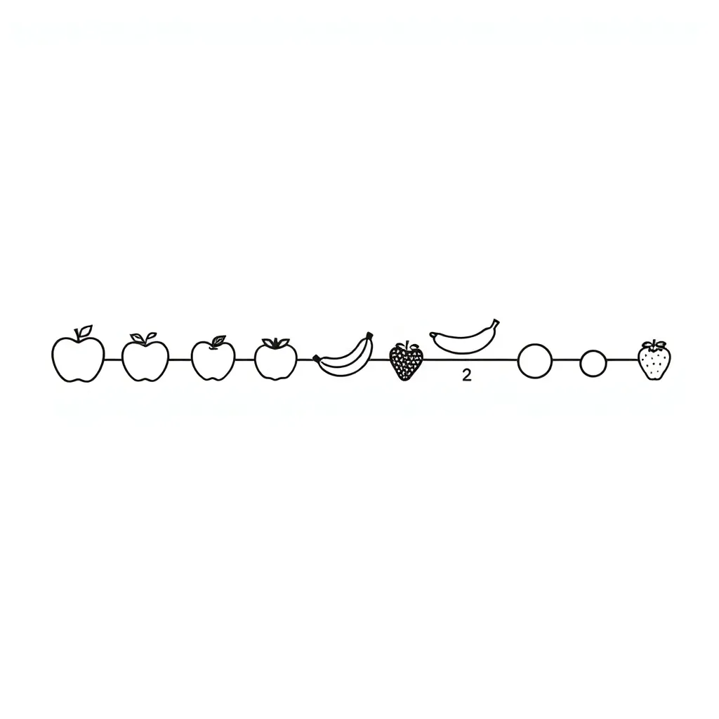 Mathematical sequences and fractions illustration