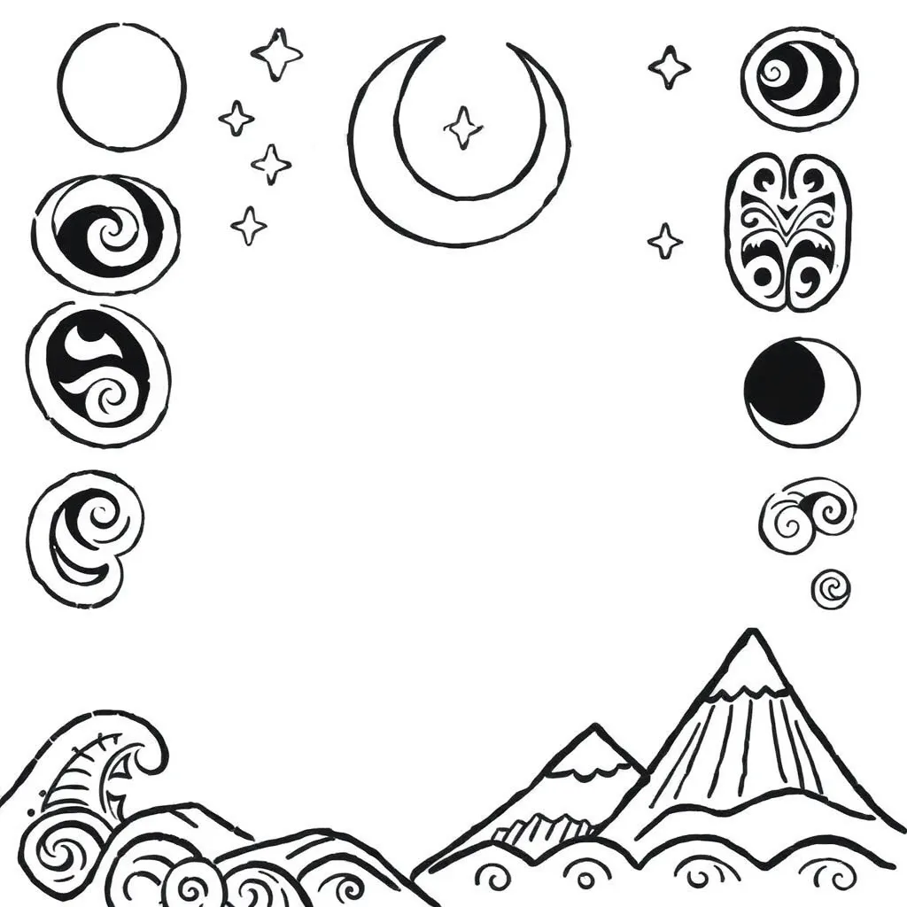 Māori lunar calendar with moon phases