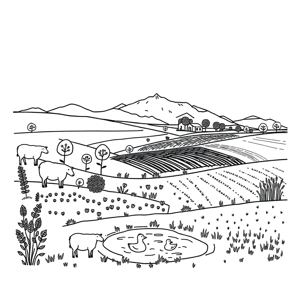 New Zealand farm landscape with diverse wildlife