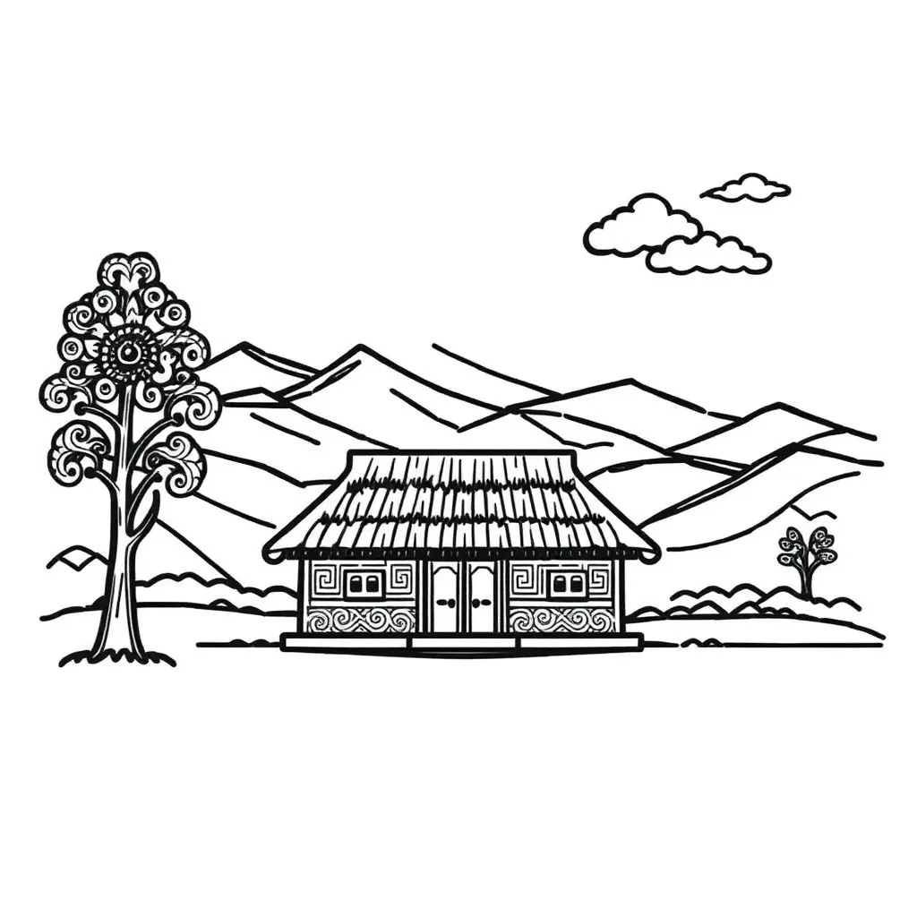 One-point perspective drawing example
