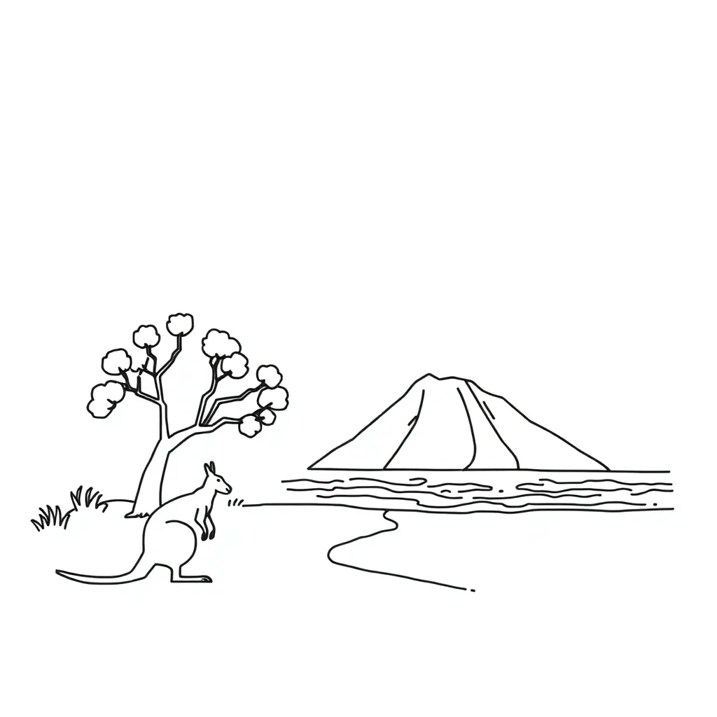 Map and geographical features illustration