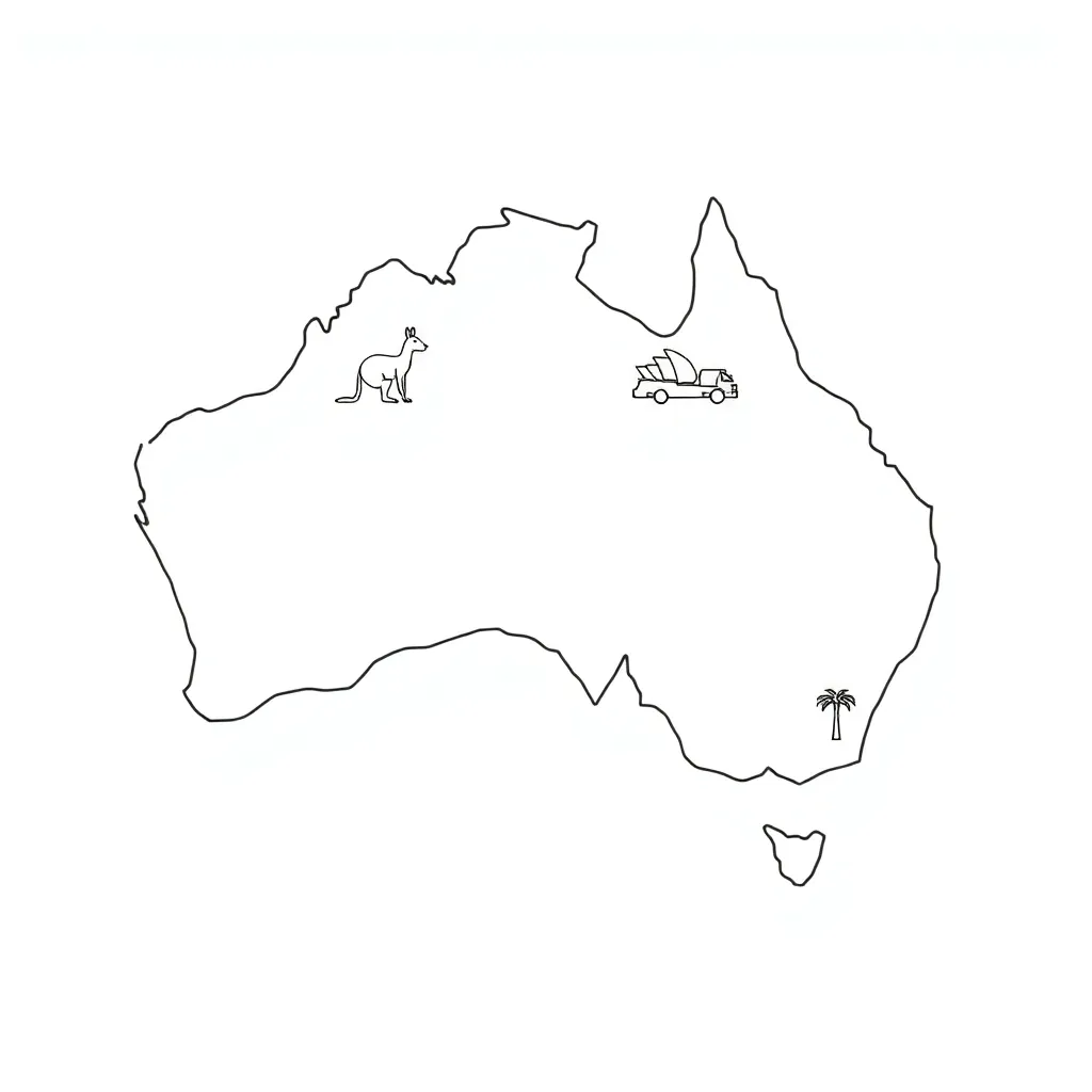 Map of Australia showing states and territories