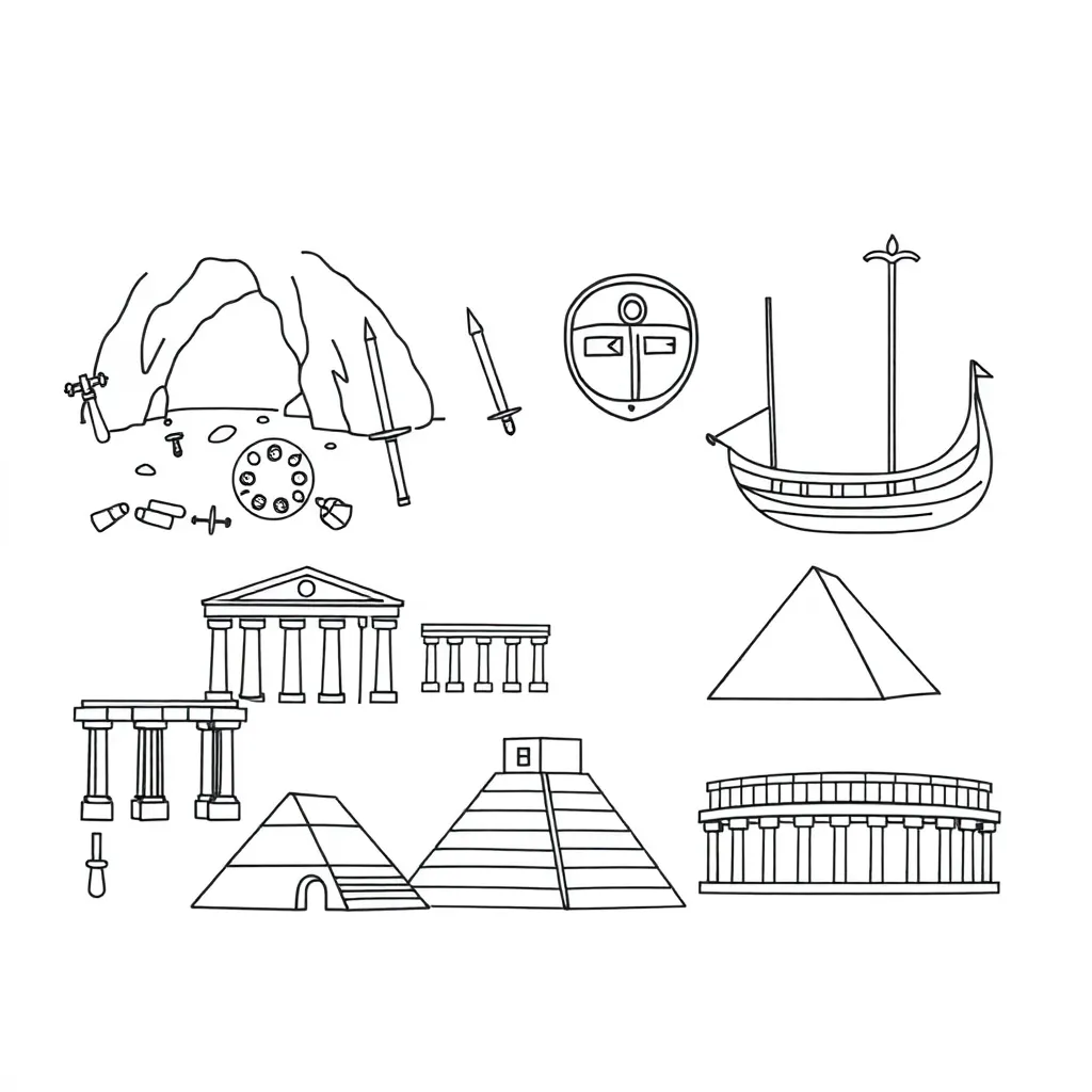 Ancient civilizations timeline illustration