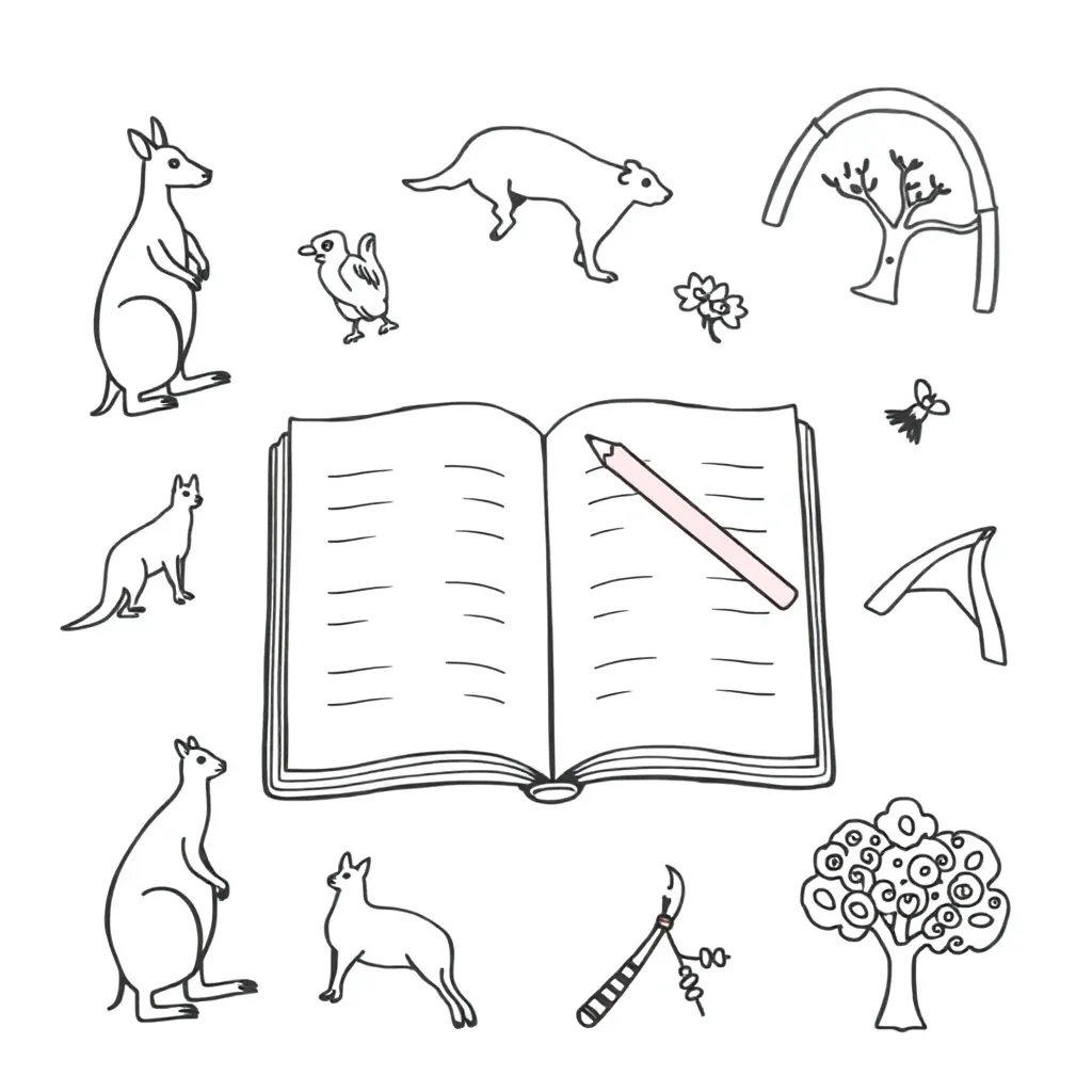 Creative writing illustration with pen and paper