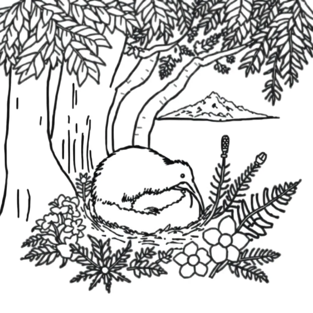 Kiwi bird with egg illustration
