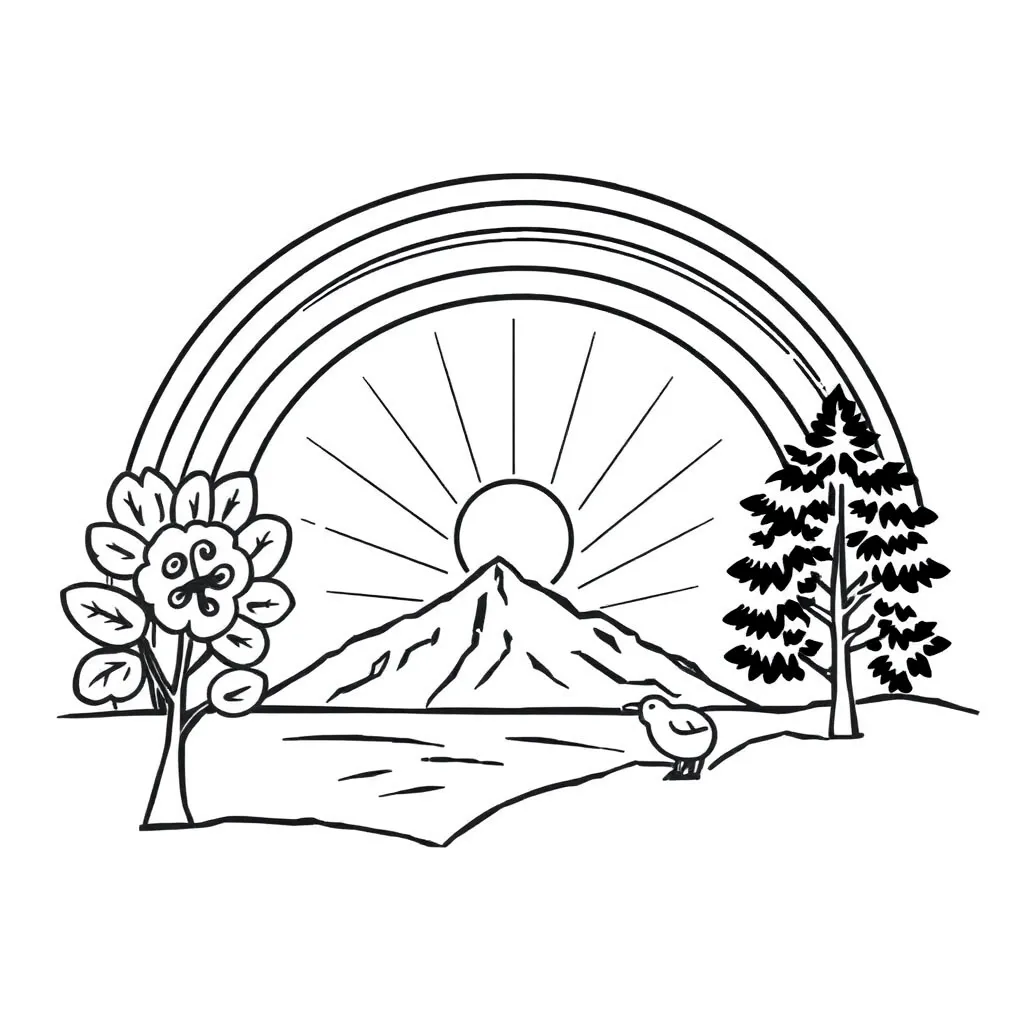 Rainbow and prism experiment illustration