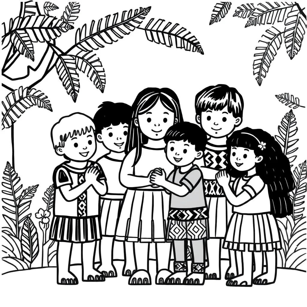 Māori group greeting illustration