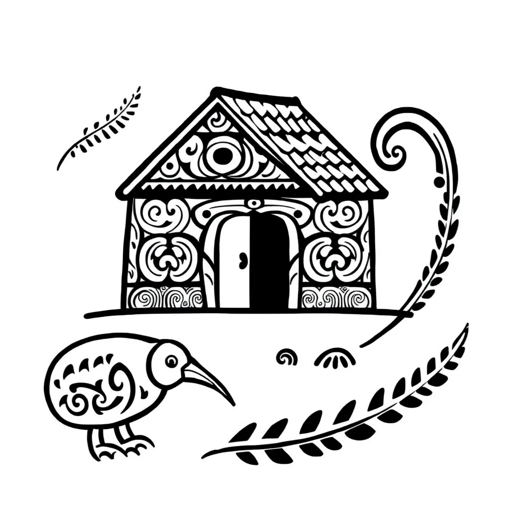Māori family greeting illustration