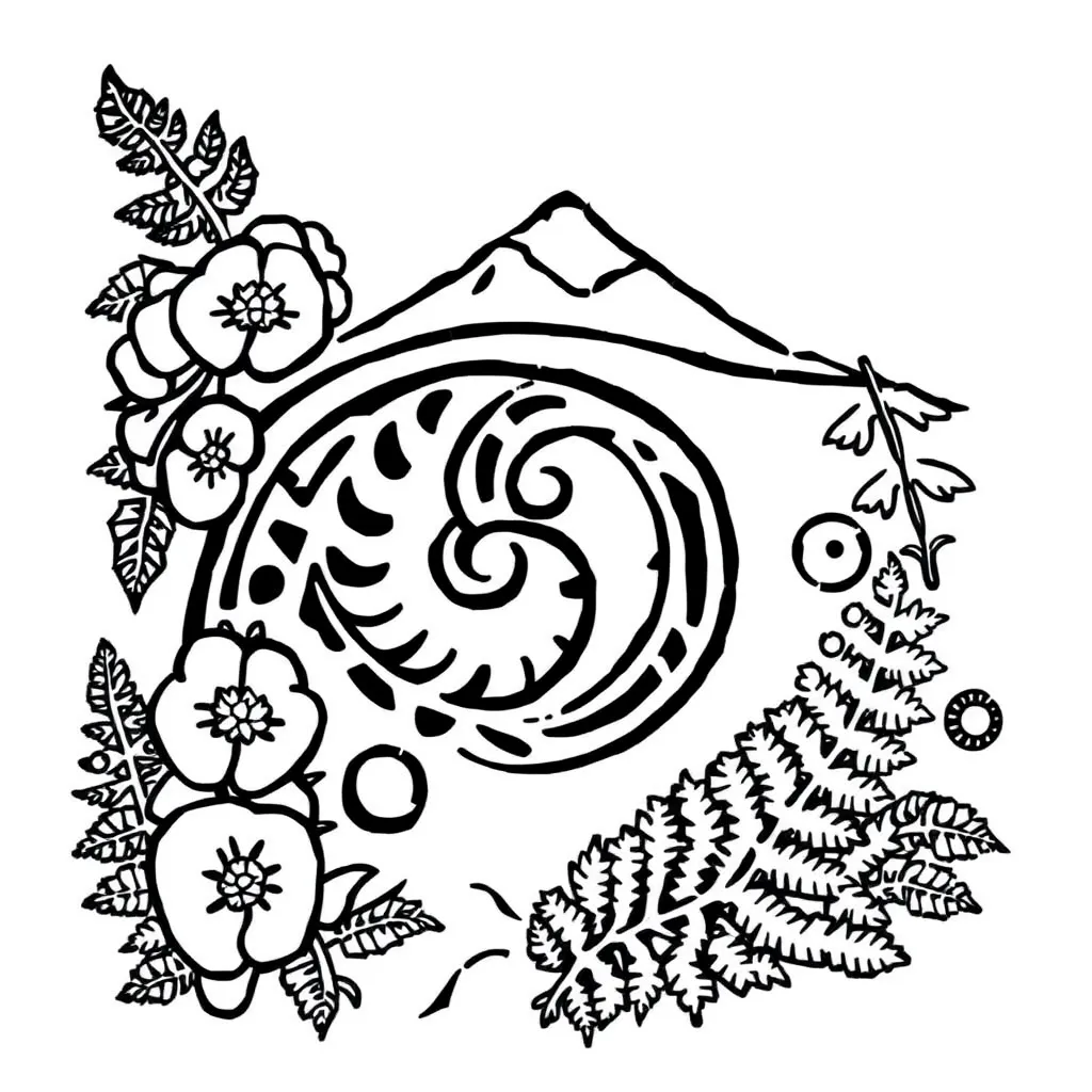 Māori cultural design with koru patterns
