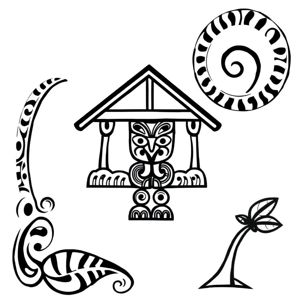 Māori patterns and text illustration