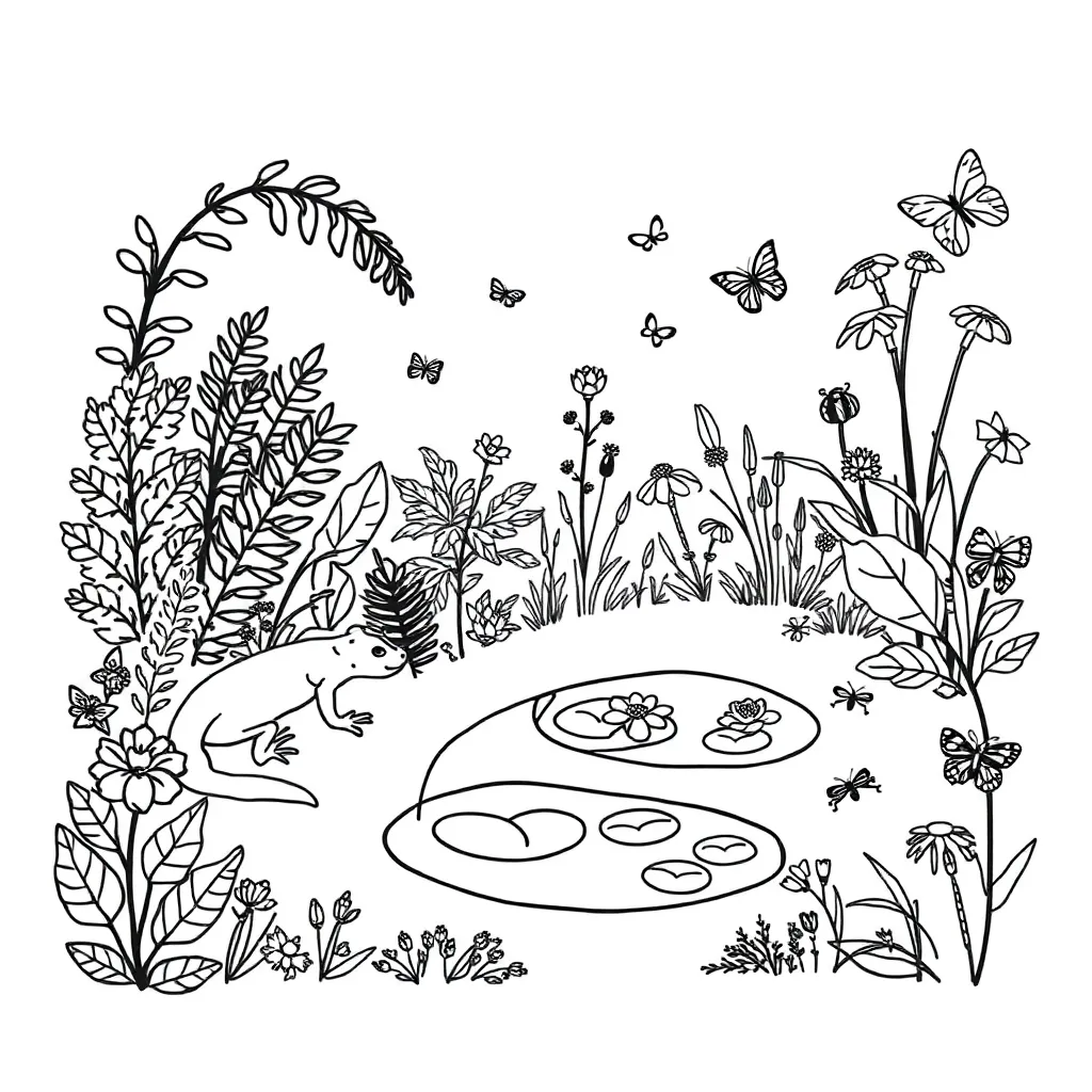 Gecko in garden illustration