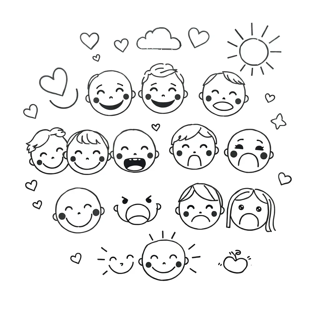 Happy and sad face emotions