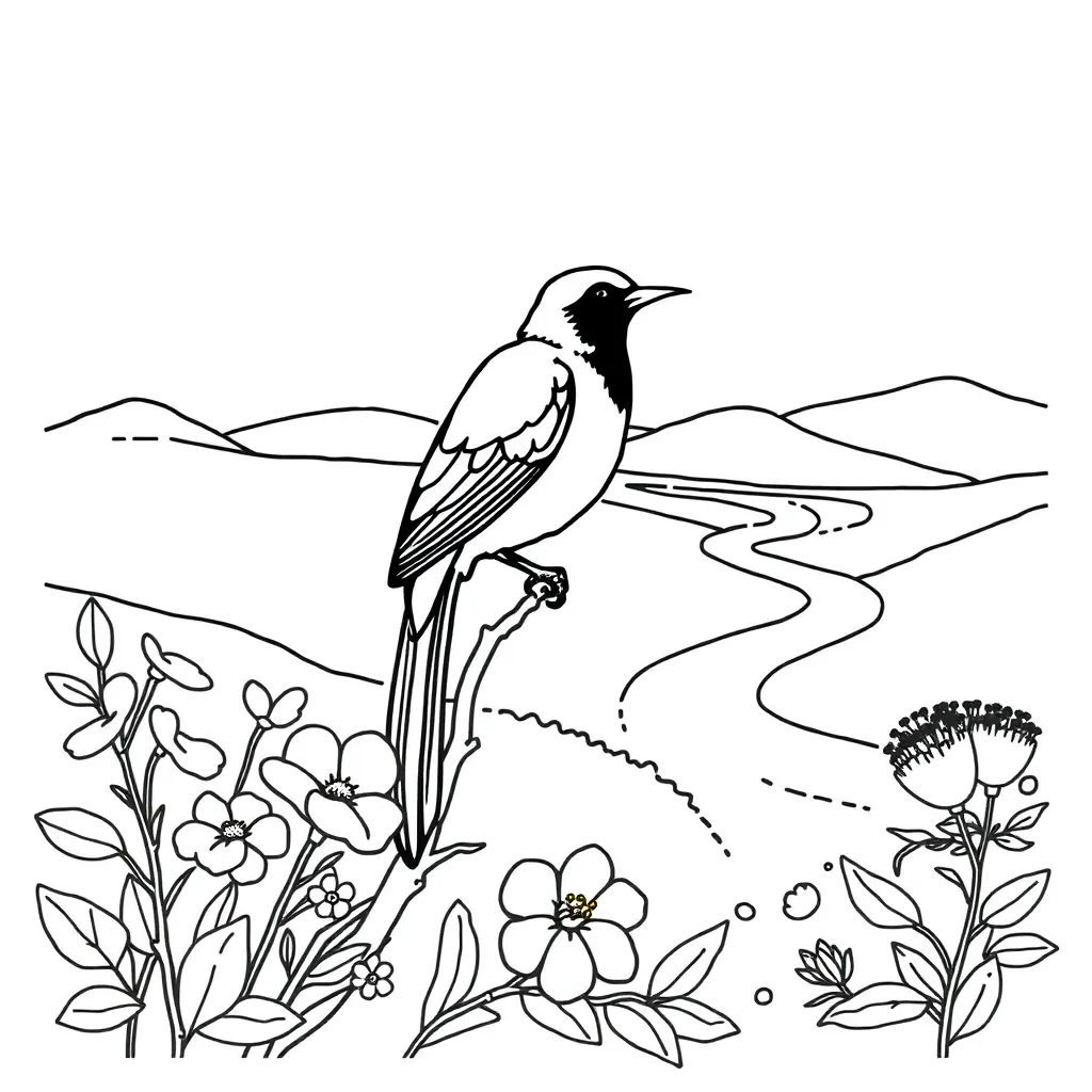 Tui bird illustration