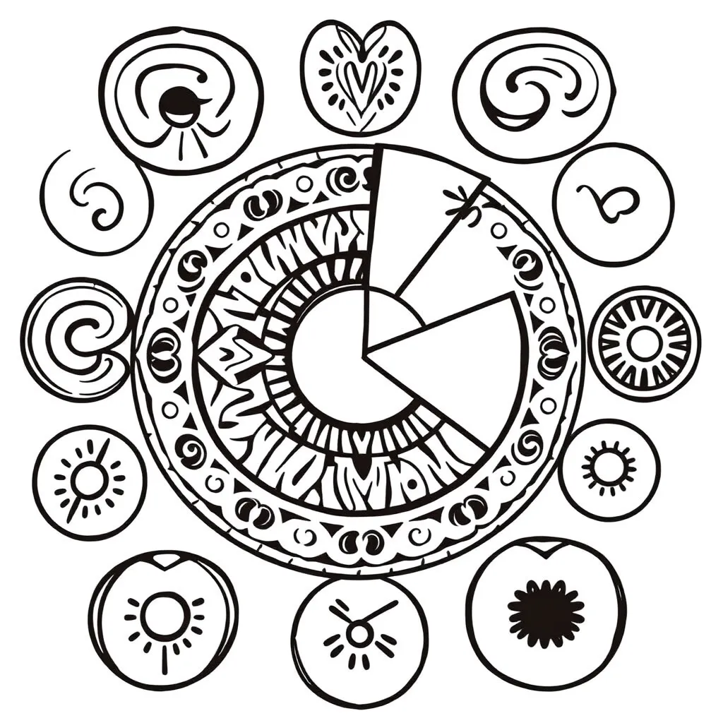 Colourful fractions and pizza slices illustration