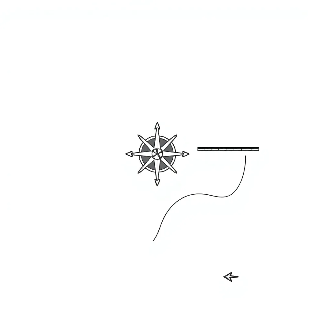Grid map with compass and coordinates