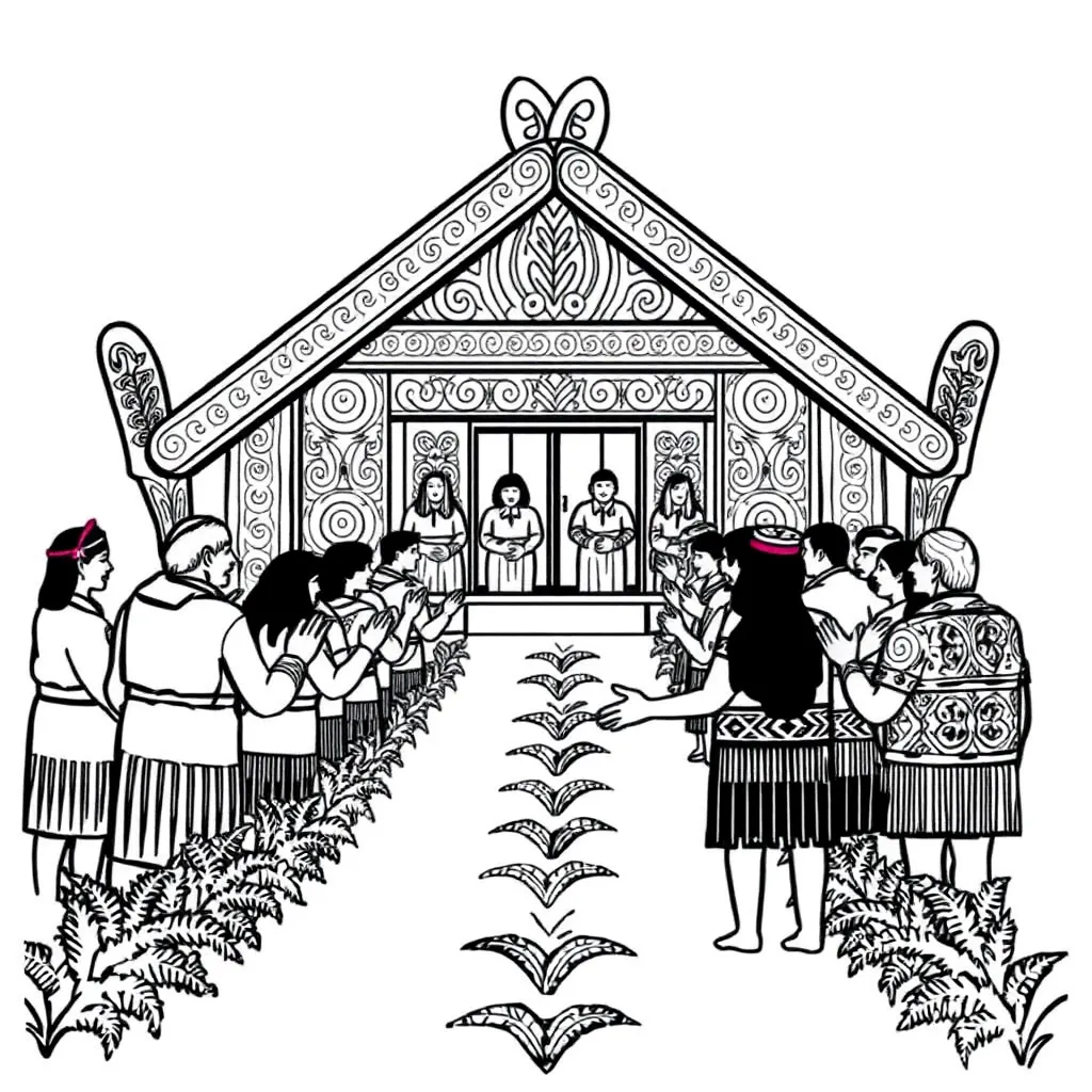 Pōwhiri ceremony illustration