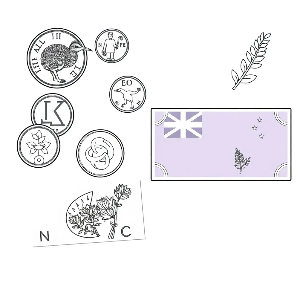 New Zealand money notes and coins