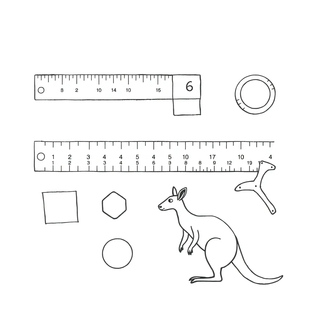 Child measuring objects with blocks and hand spans