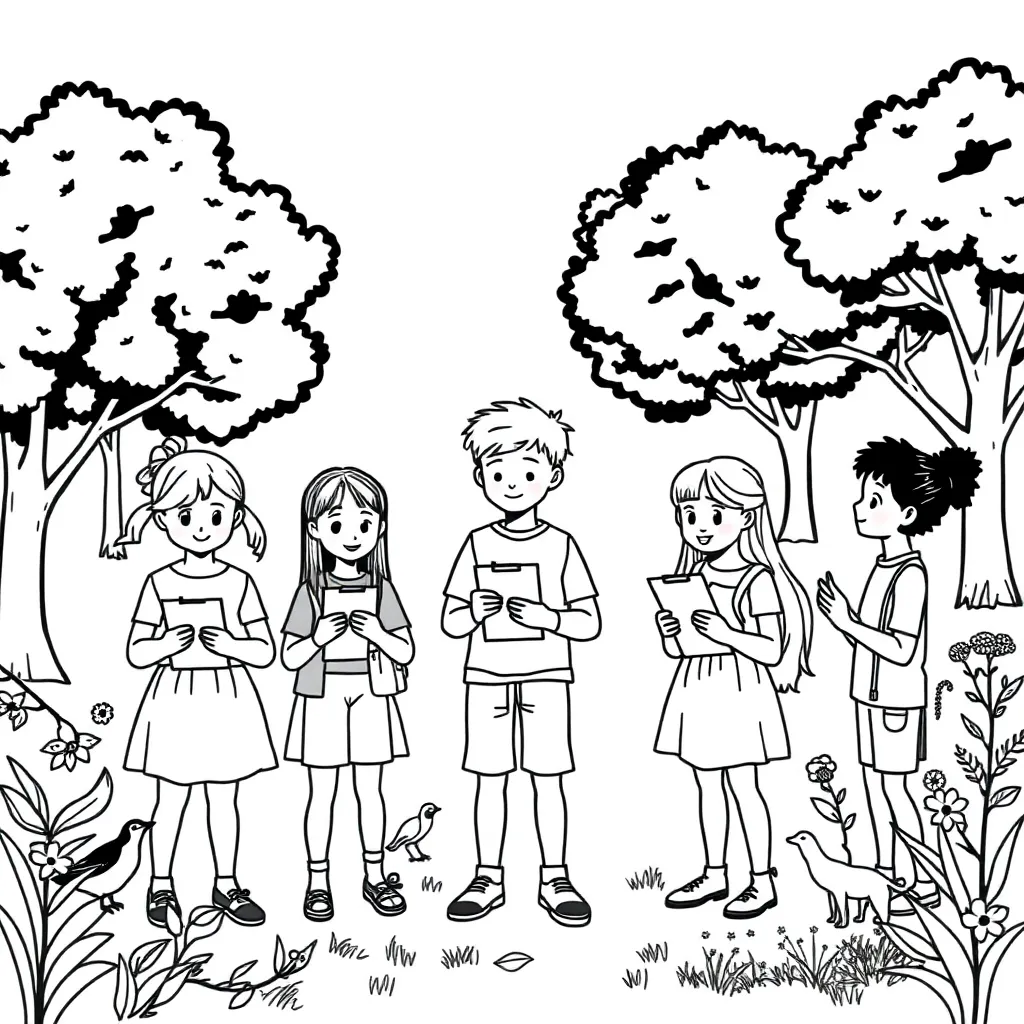 Children collecting data with charts and graphs