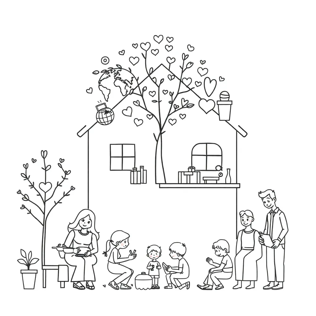 Arabic family illustration