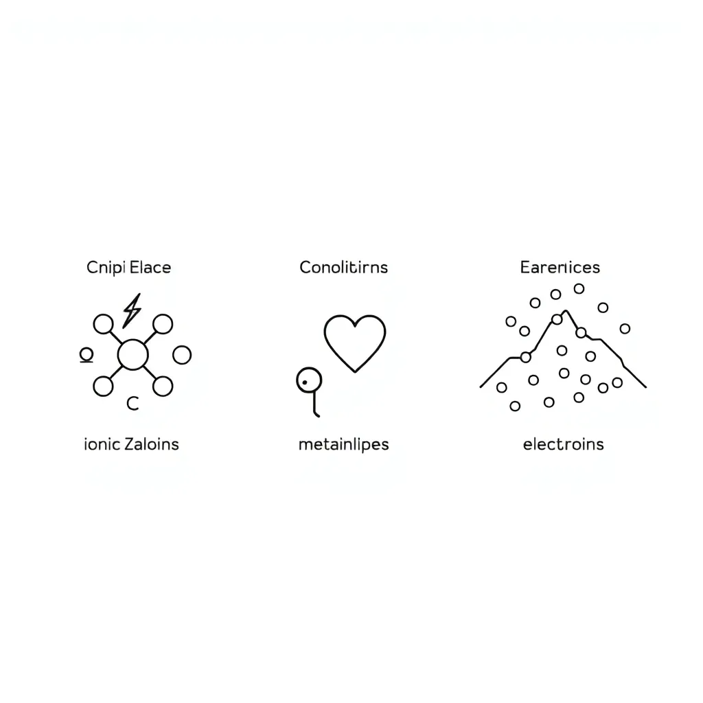Chemical bonding diagram showing ionic, covalent and metallic bonds