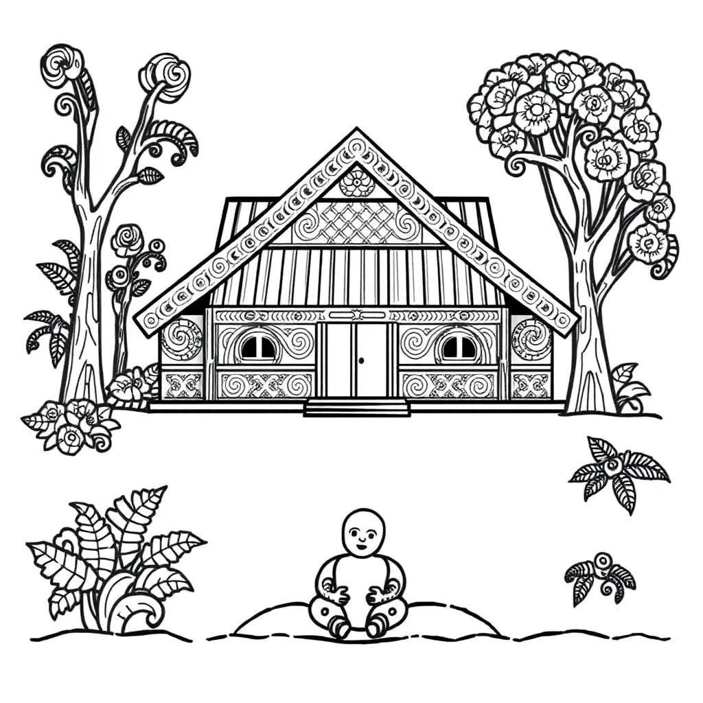 Te Arawa wharenui me te tūpāpaku