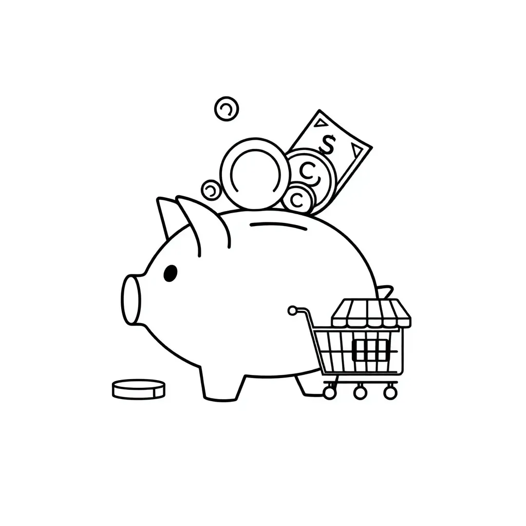 Money and piggy bank illustration