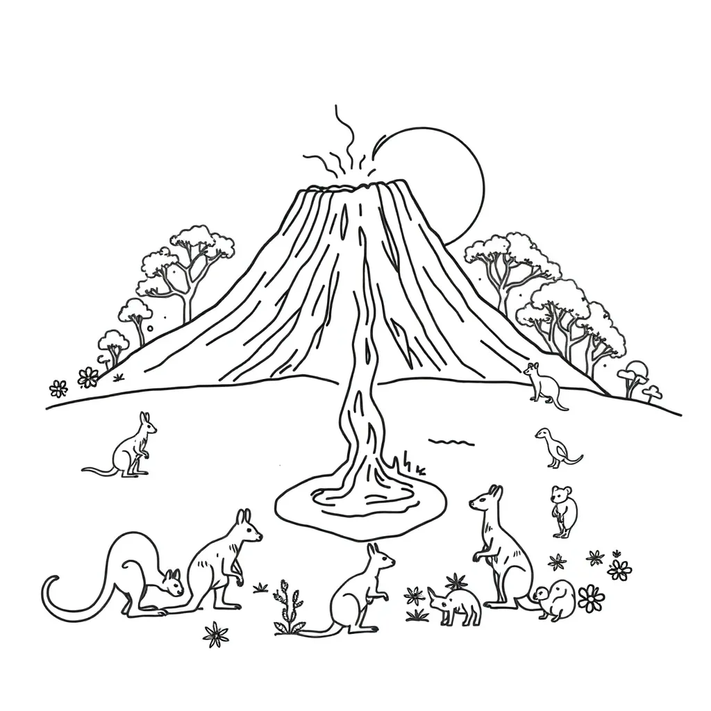 Volcano eruption illustration