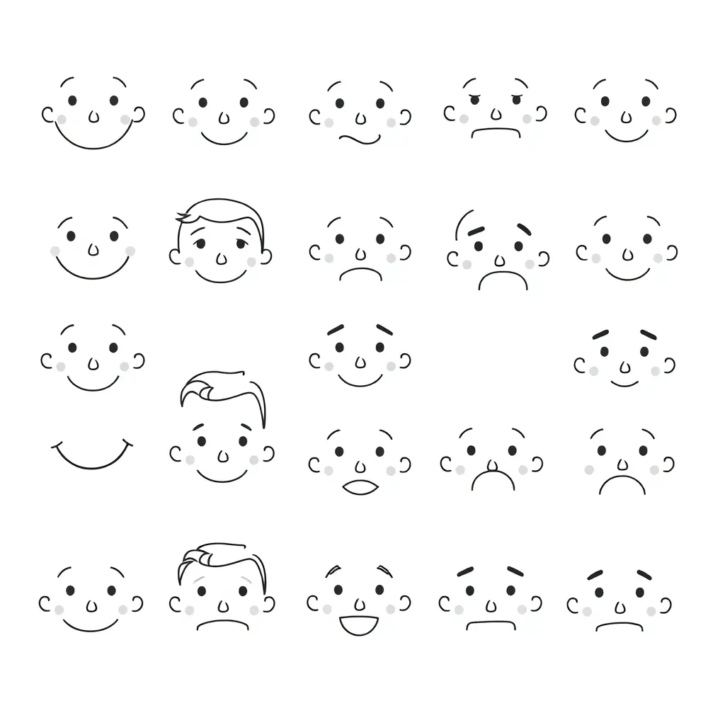 Happy and sad face emotions