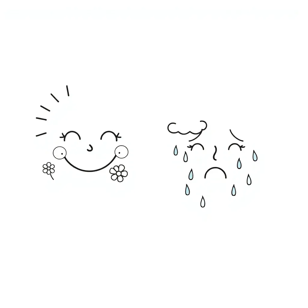 Happy and sad emoji faces