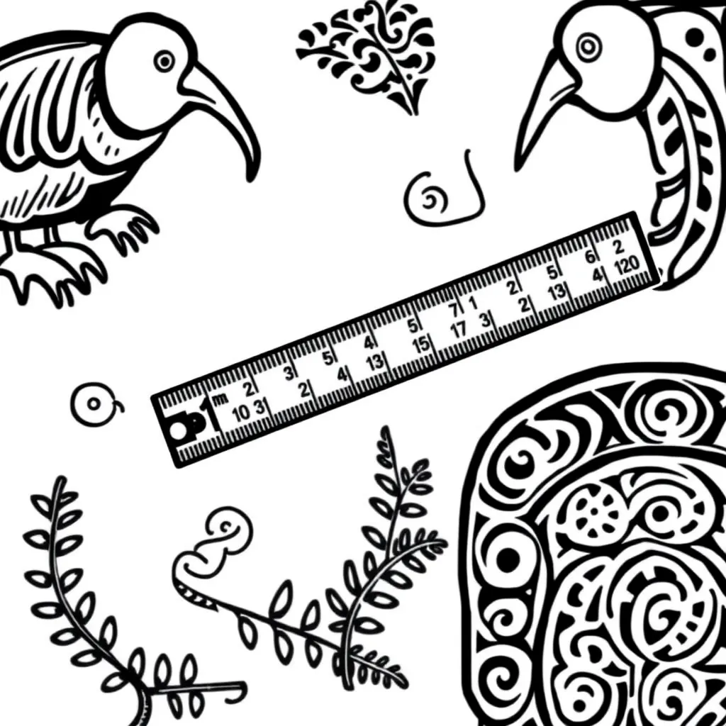 Metric measurement tools including ruler, scales, and thermometer