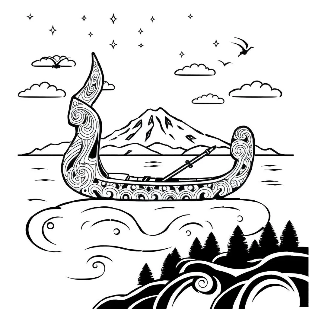 Turi's waka journey illustration