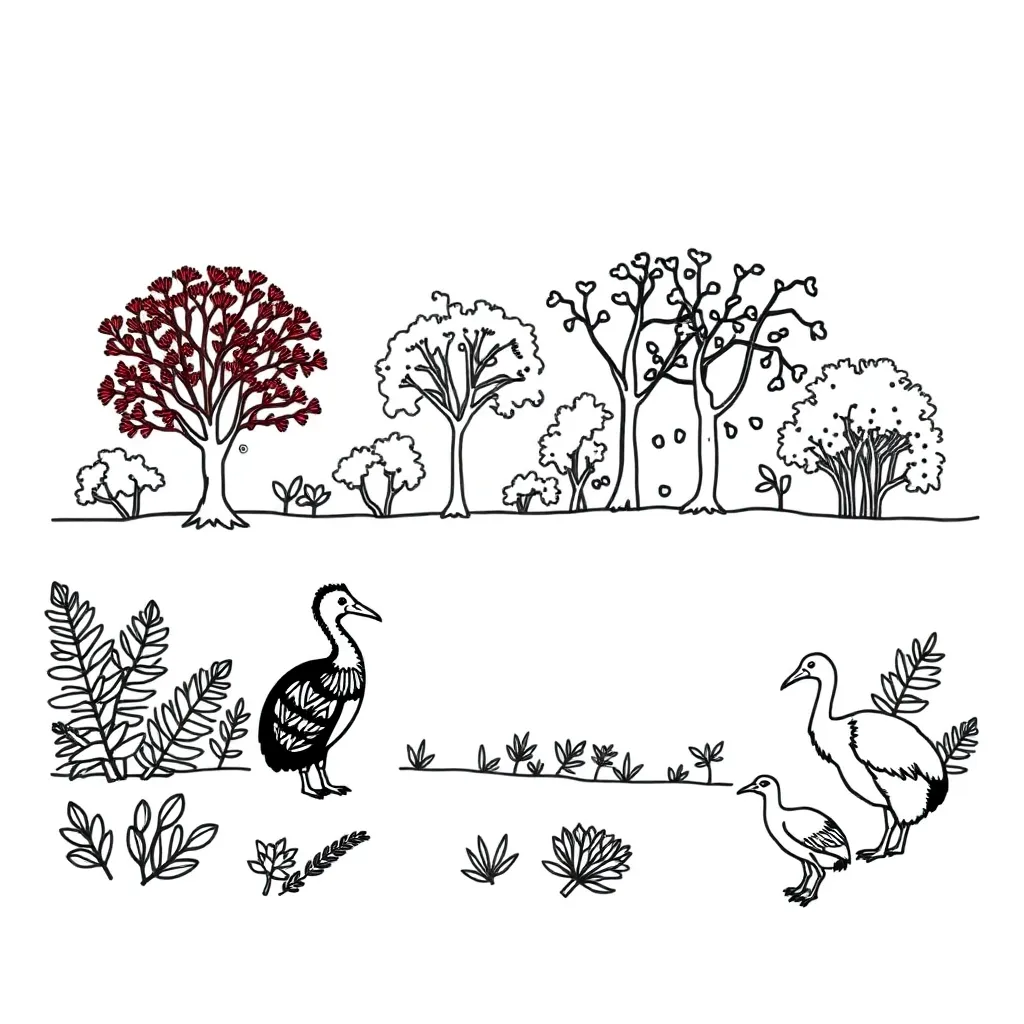 New Zealand forest habitat with native plants and animals