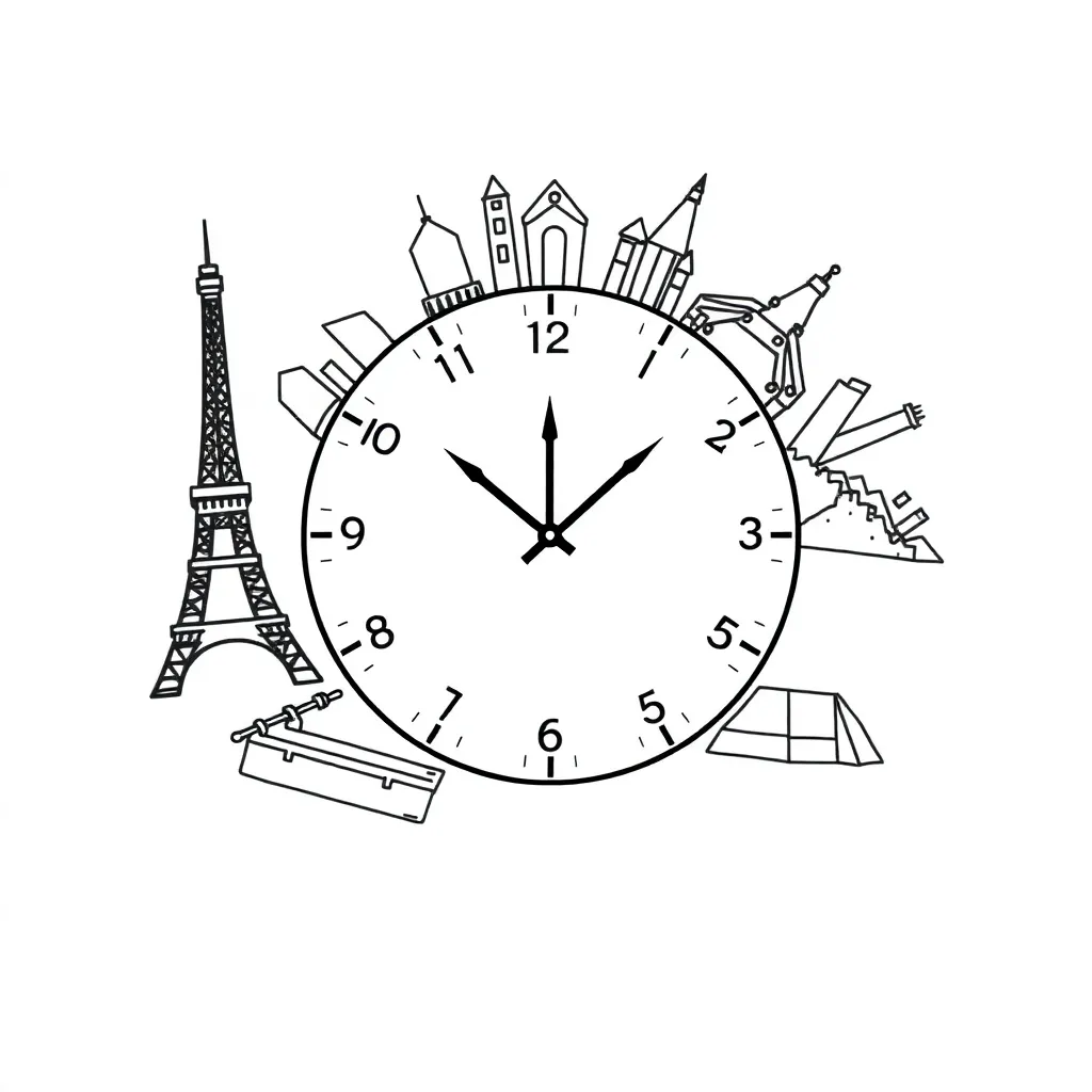 Clock showing past time with calendar pages