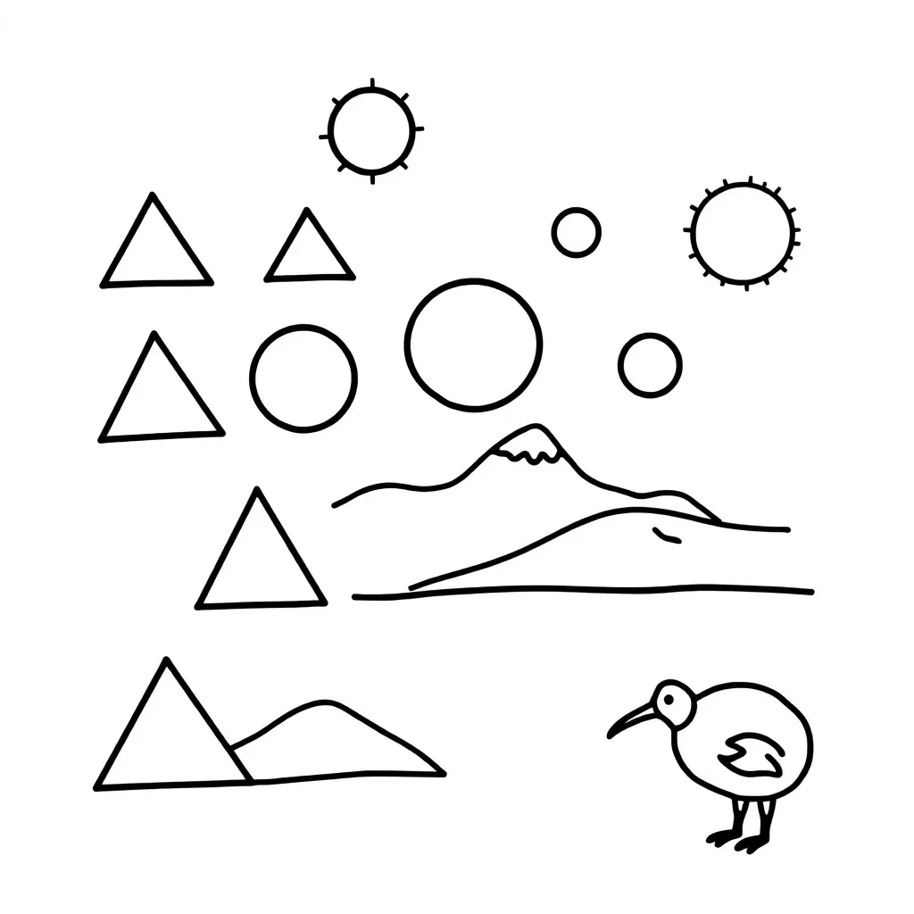 Colourful 2D and 3D shapes illustration