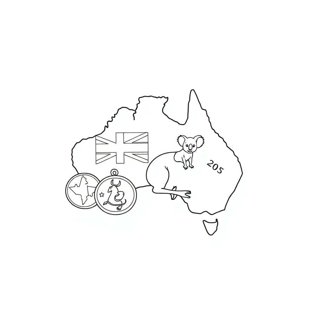 Australian coins and notes illustration