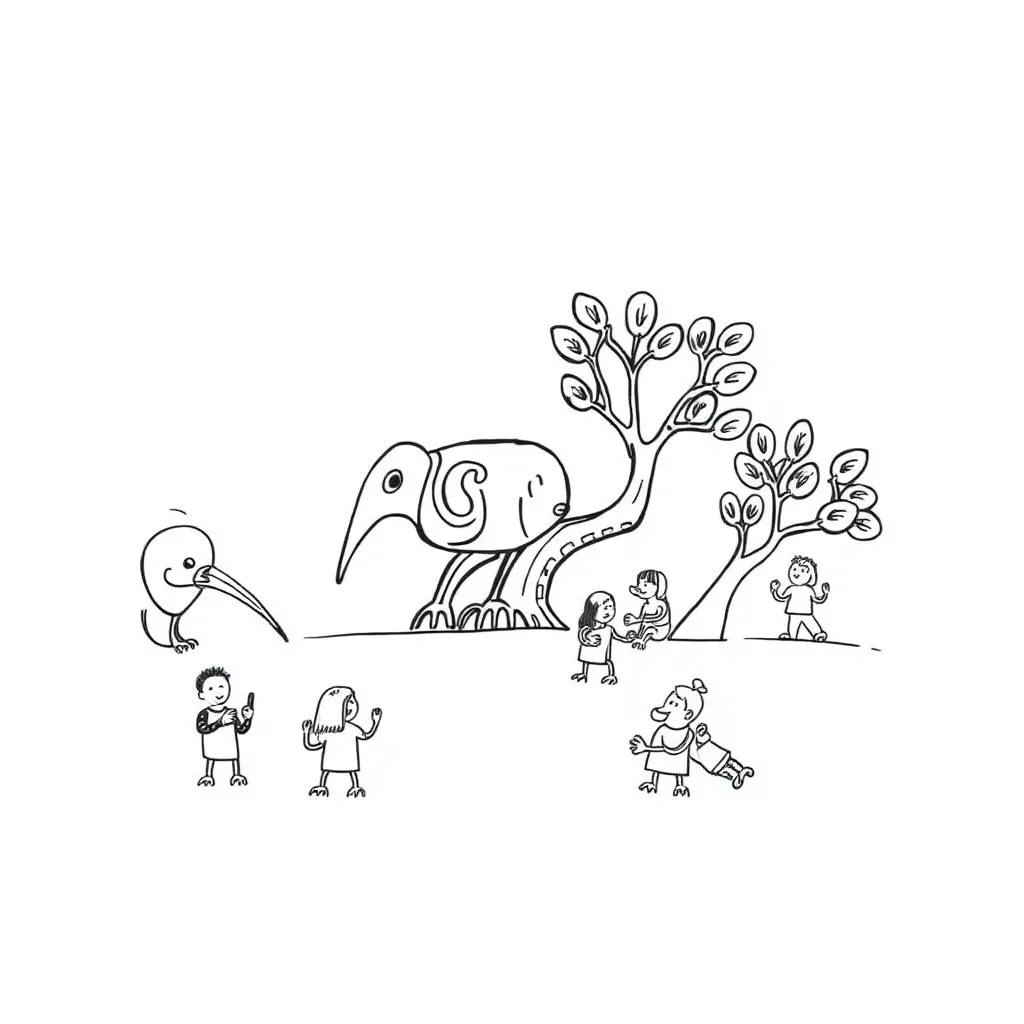Animated characters doing grammar activities