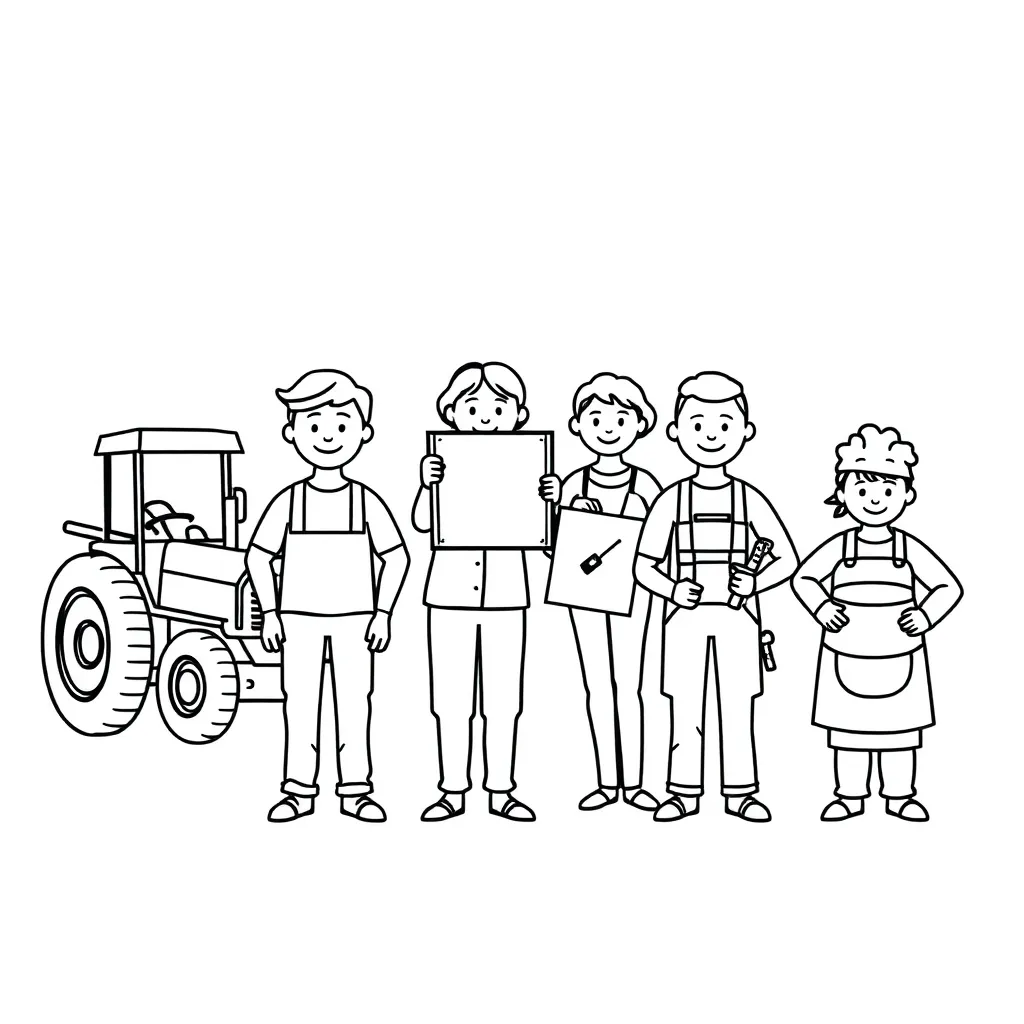 People working in various jobs