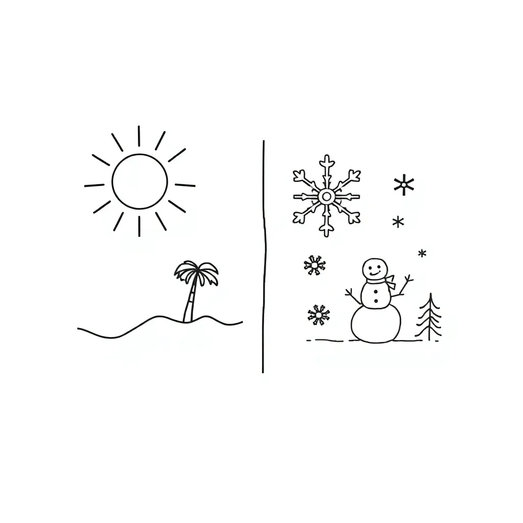 Summer and winter seasons illustration