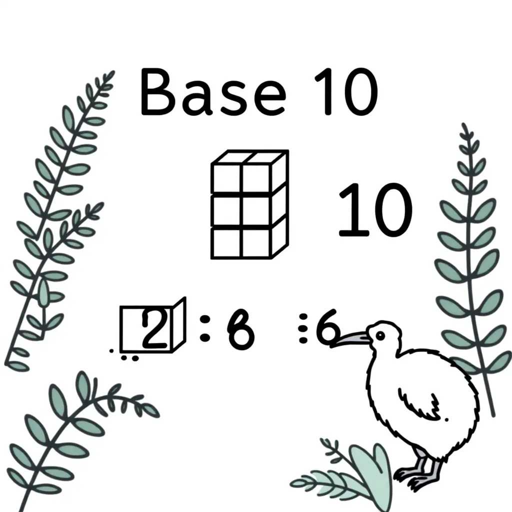 Base 10 blocks showing tens and ones