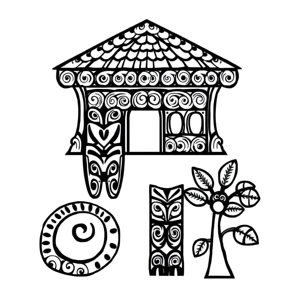 Traditional Māori storytelling scene