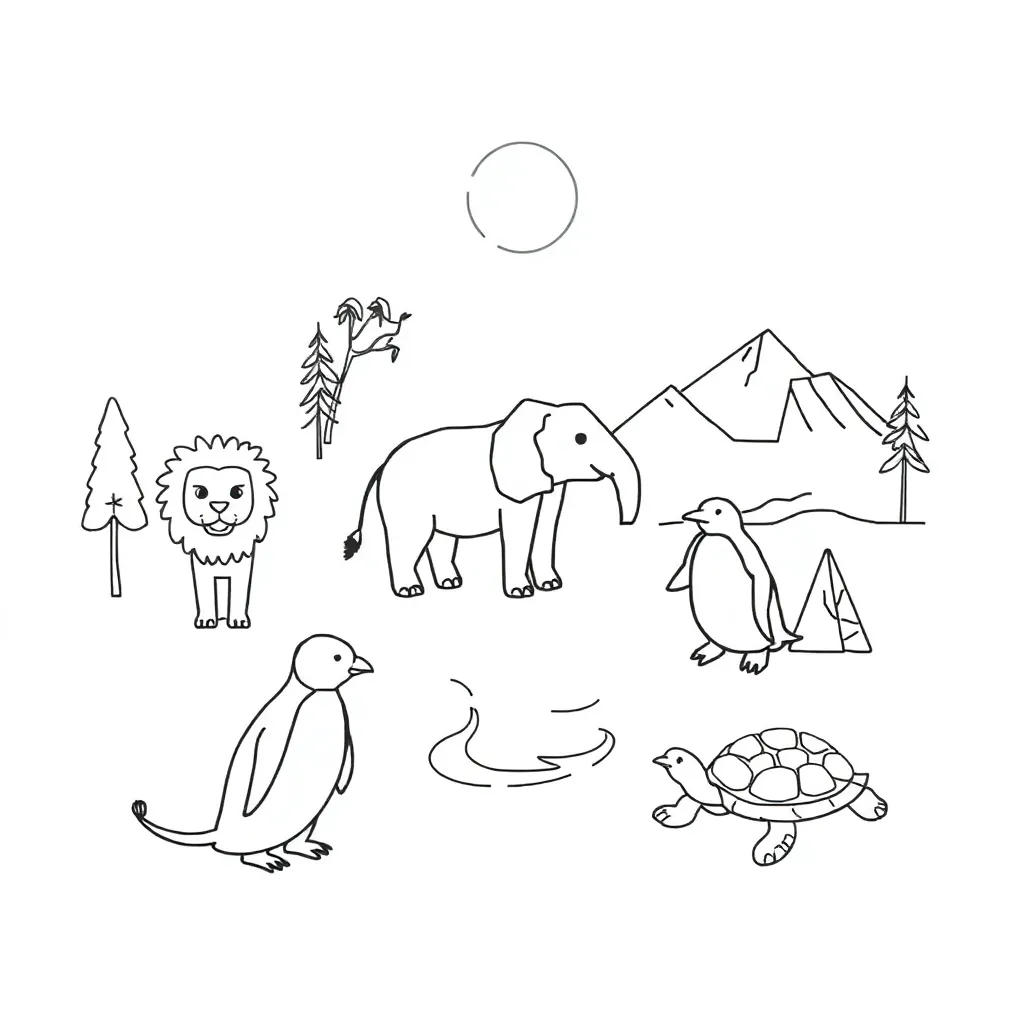 Various animals from different classification groups