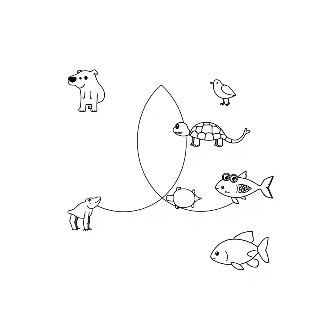 Animals in different groups illustration
